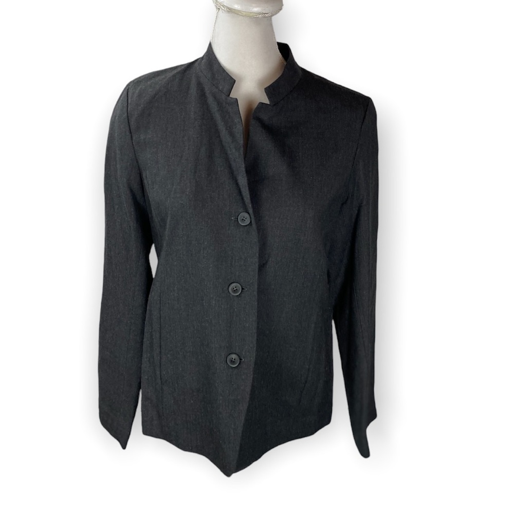 eileen fisher blazer small gray Button Wool Career New.